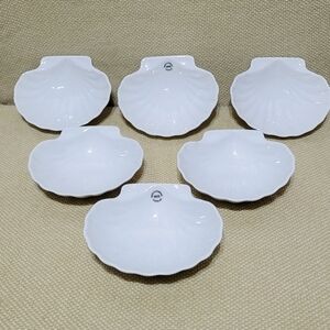 Vintage Portelan Porcelain Scallop Shell Dishes from Romania set of 6
